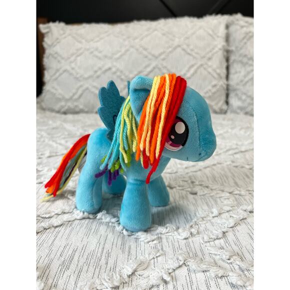 My Little Pony Rainbow Dash Plush 7" Yarn Mane Tail Stuffed Animal Toy 2020 Blue - Picture 1 of 9